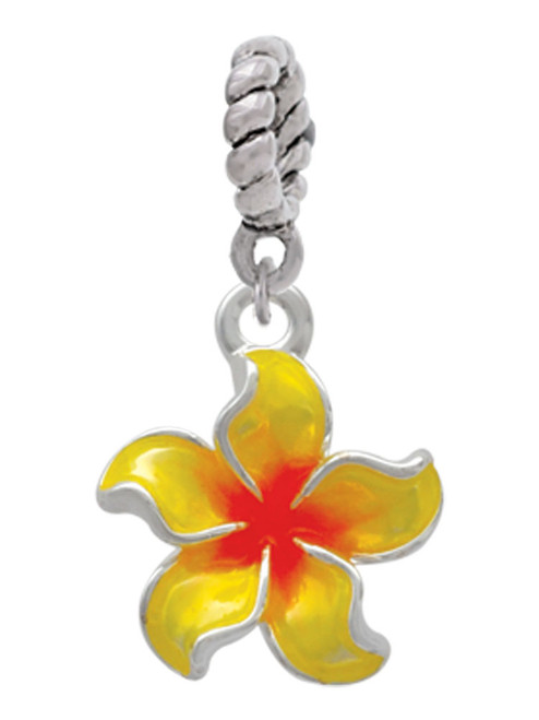 Yellow and Orange Plumeria Flower Rope Charm Bead Dangle