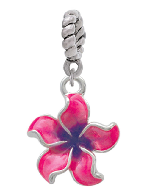 Hot Pink and Purple Plumeria Flower Rope Charm Bead Dangle