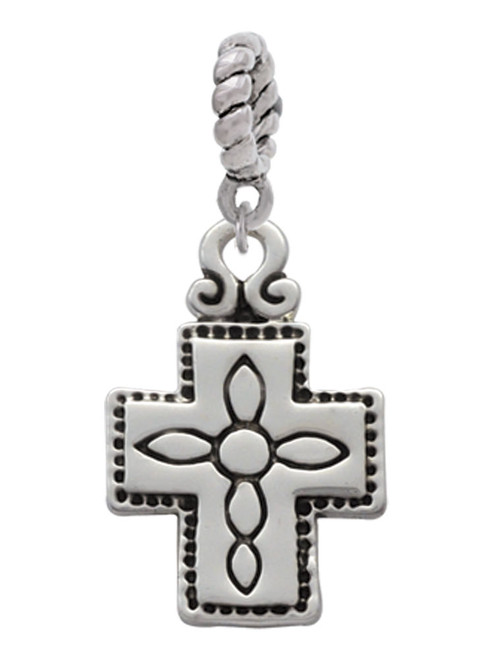 Large Southwestern Antiqued Cross Rope Charm Bead Dangle