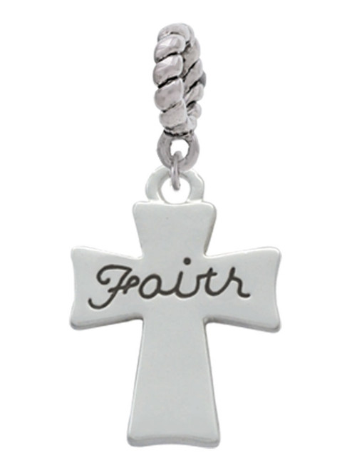 Faith Flat Cross Rope Charm Bead Dangle