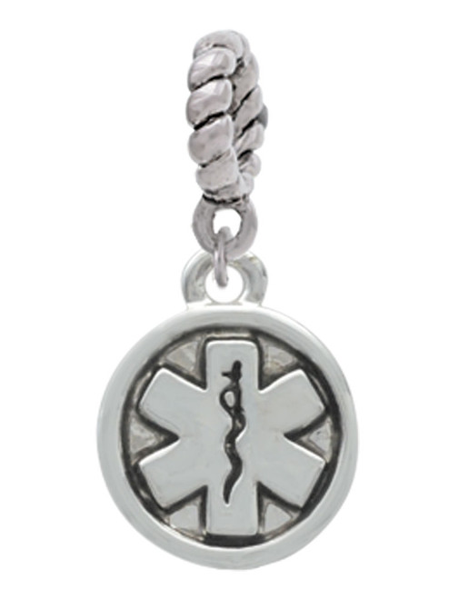 Round EMT Star of Life Rope Charm Bead Dangle