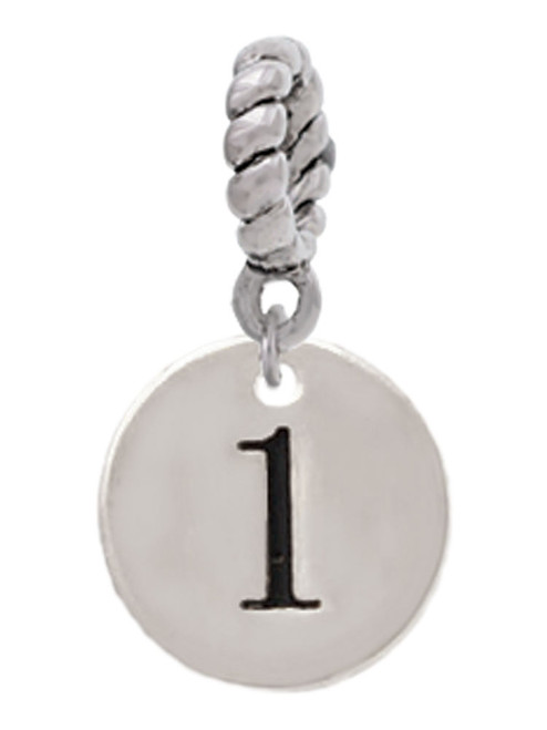 Disc 1/2'' Number - 1 - Rope Charm Bead Dangle