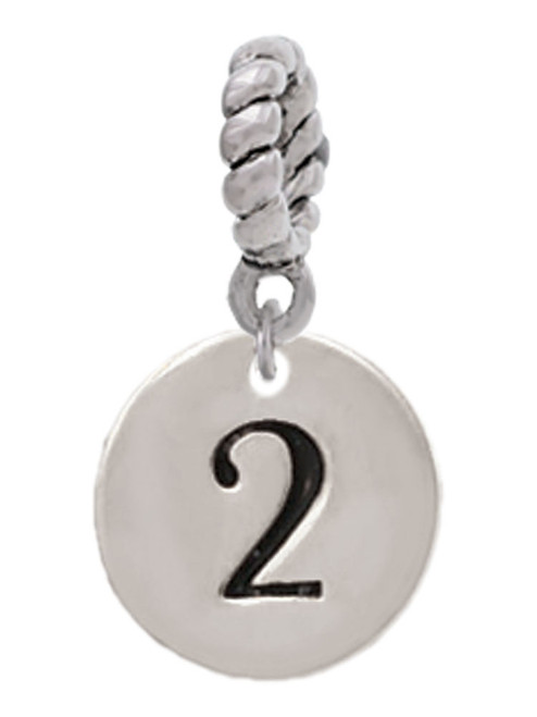 Disc 1/2'' Number - 2 - Rope Charm Bead Dangle