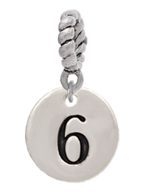 Disc 1/2'' Number - 6 - Rope Charm Bead Dangle