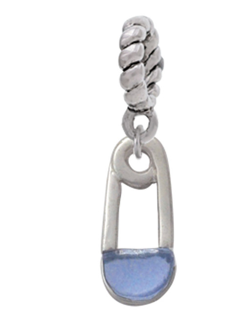 2-Sided Blue Baby Safety Pin Rope Charm Bead Dangle