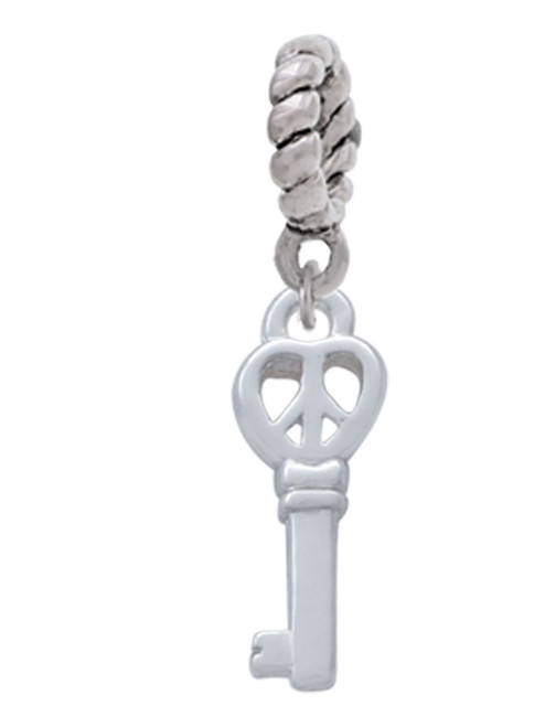 Mini Open Peace Heart Key Rope Charm Bead Dangle