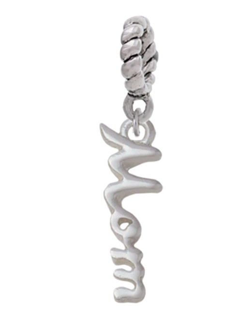 Small Mom Script Rope Charm Bead Dangle