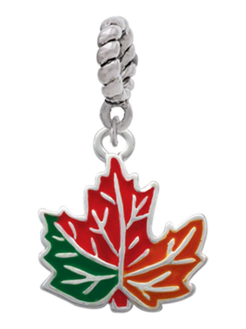 Large Orange Fall Leaf Rope Charm Bead Dangle