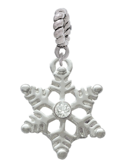 Snowflake with Clear Crystal Rope Charm Bead Dangle