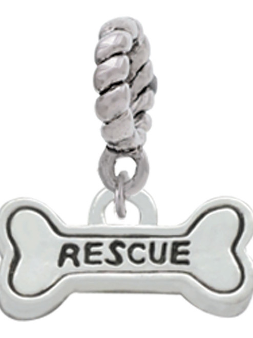 Mini ''Rescue'' Dog Bone Rope Charm Bead Dangle