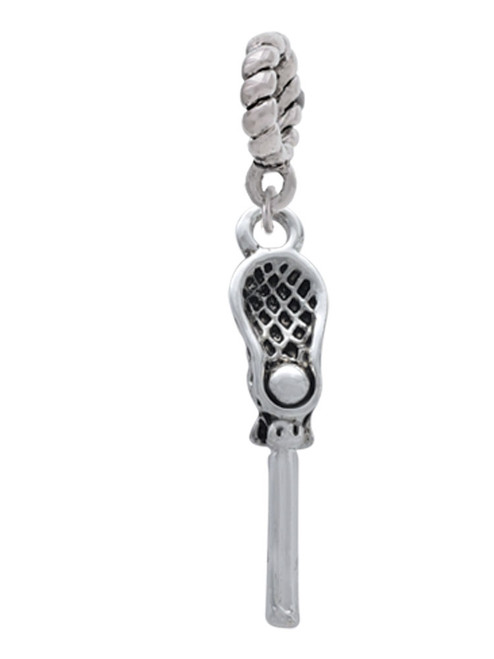 3-D Lacrosse Stick and Ball Rope Charm Bead Dangle