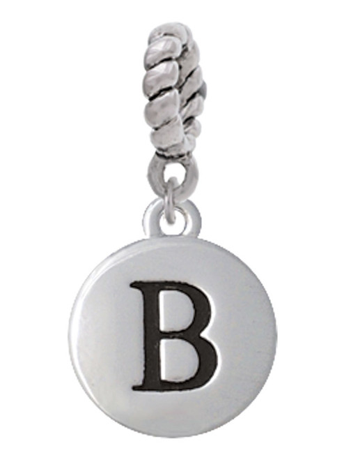 Capital Letter - B - Pebble Disc - Rope Charm Bead Dangle