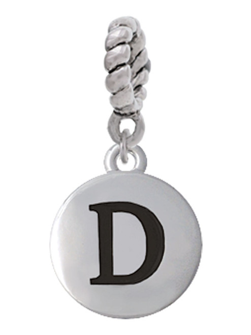Capital Letter - D - Pebble Disc - Rope Charm Bead Dangle