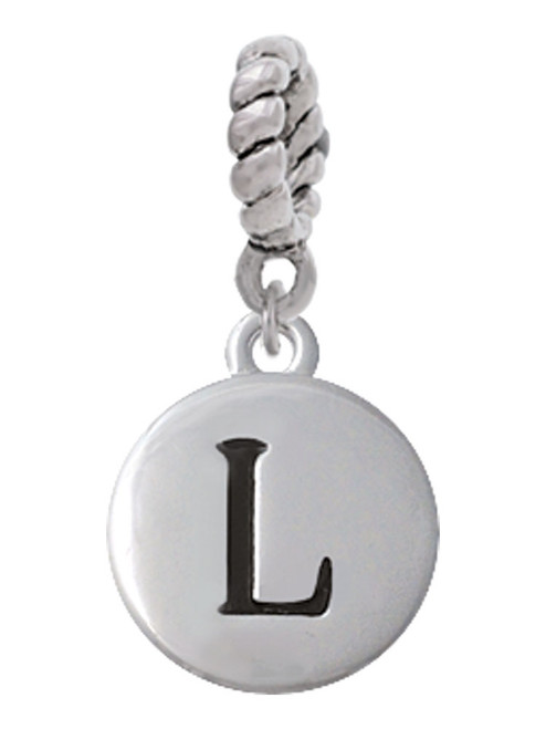 Capital Letter - L - Pebble Disc - Rope Charm Bead Dangle