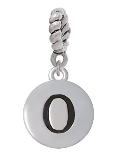 Capital Letter - O - Pebble Disc - Rope Charm Bead Dangle