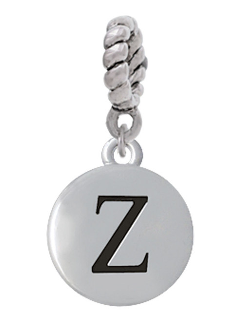 Capital Letter - Z - Pebble Disc - Rope Charm Bead Dangle