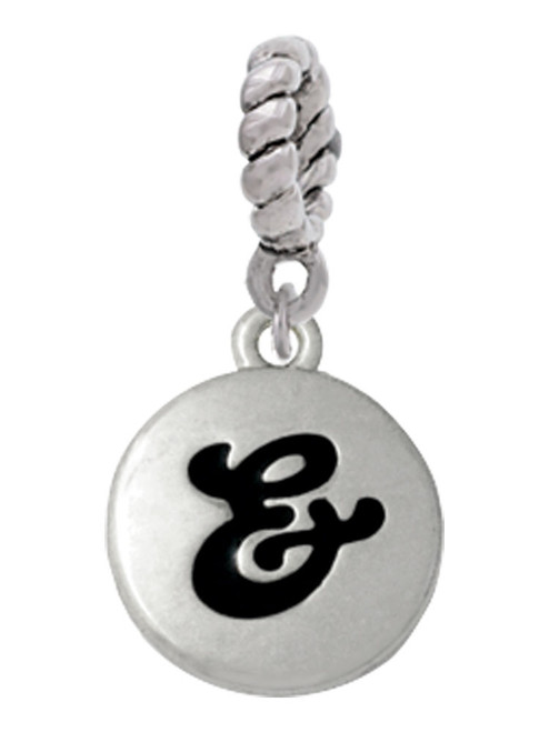 Capital Letter - & - Pebble Disc - Rope Charm Bead Dangle