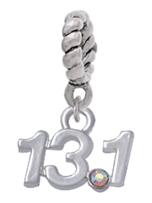 Half Marathon - 13.1 with Clear AB Crystal Rope Charm Bead Dangle