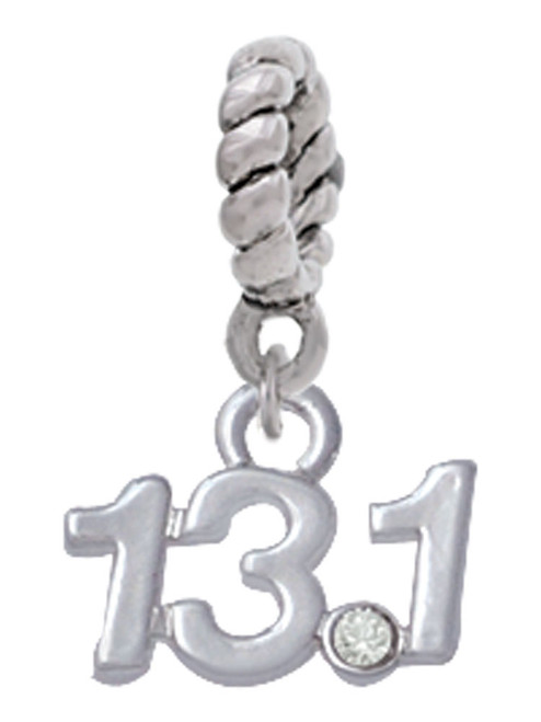Half Marathon - 13.1 with Clear Crystal Rope Charm Bead Dangle