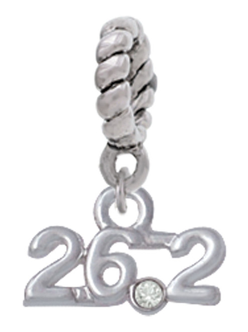 Marathon - 26.2 with Clear Crystal Rope Charm Bead Dangle