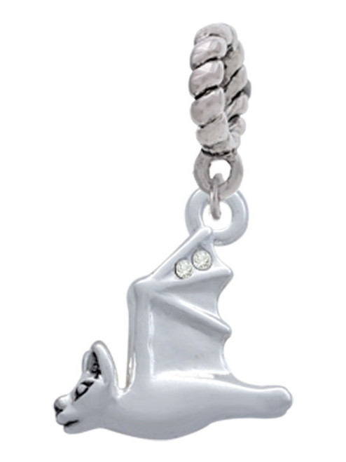 3-D Flying Bat with Crystals Rope Charm Bead Dangle
