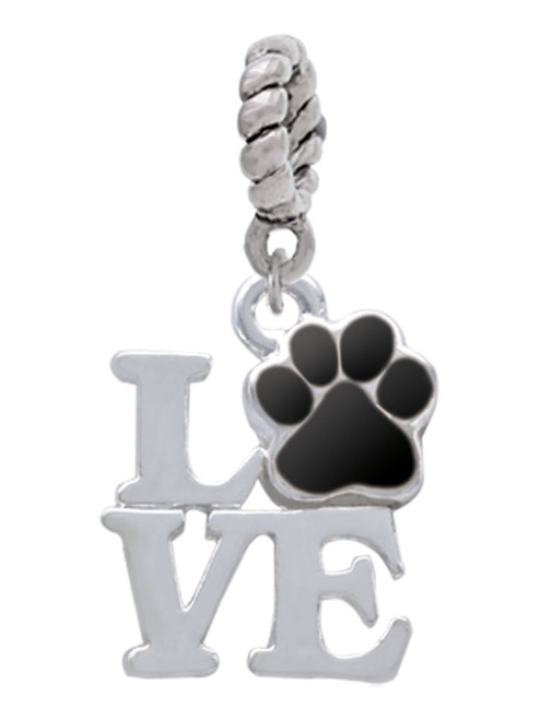 Love with Black Paw Rope Charm Bead Dangle
