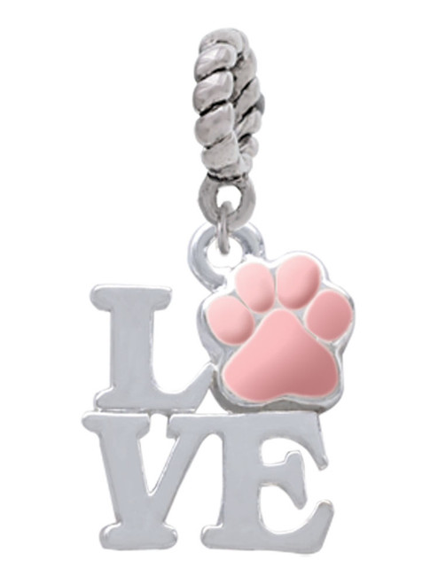 Love with Pink Paw Rope Charm Bead Dangle
