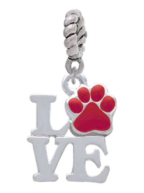 Love with Red Paw Rope Charm Bead Dangle