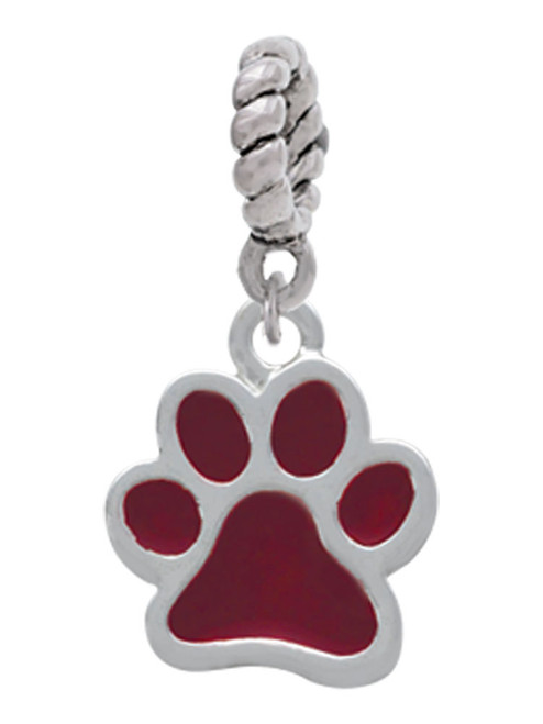 Medium Translucent Maroon Paw Rope Charm Bead Dangle