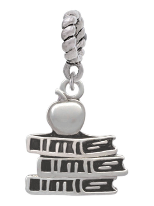 Antiqued School Books with an Apple Rope Charm Bead Dangle