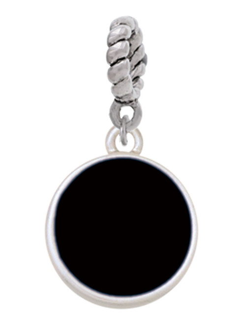 Small Black Enamel Disc Rope Charm Bead Dangle