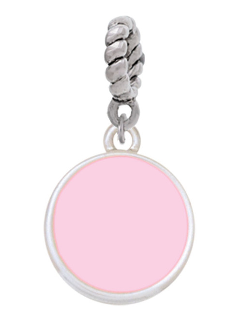 Small Pink Enamel Disc Rope Charm Bead Dangle