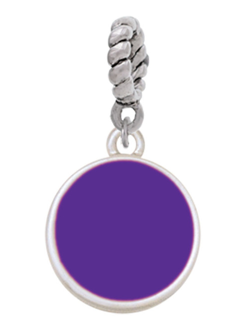 Small Purple Enamel Disc Rope Charm Bead Dangle