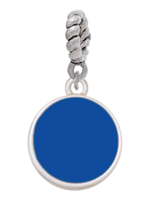 Small Navy Blue Enamel Disc Rope Charm Bead Dangle