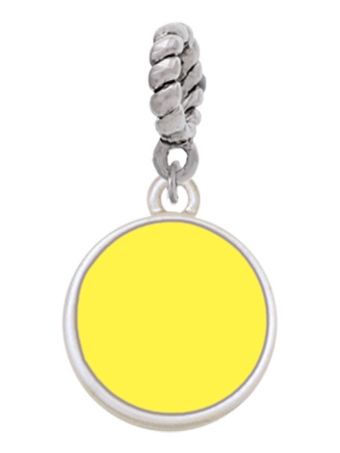 Small Yellow Enamel Disc Rope Charm Bead Dangle