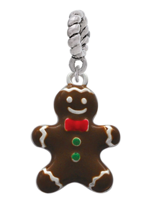 Enamel Gingerbread Boy Rope Charm Bead Dangle