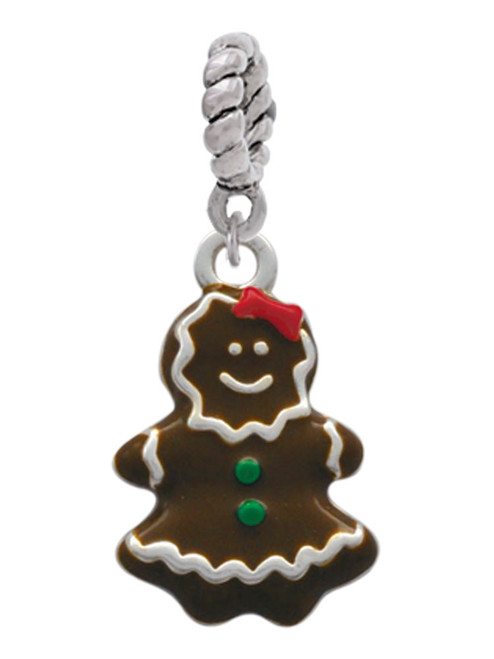 Enamel Gingerbread Girl Rope Charm Bead Dangle