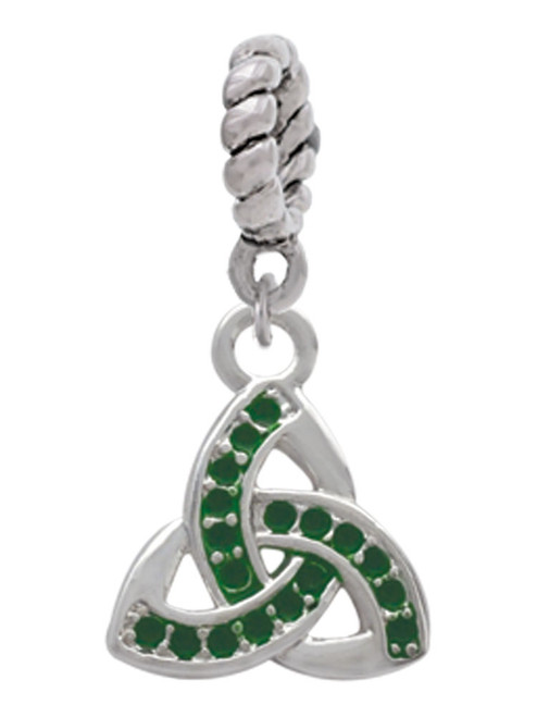 Small 2-D Green Trinity Knot Rope Charm Bead Dangle