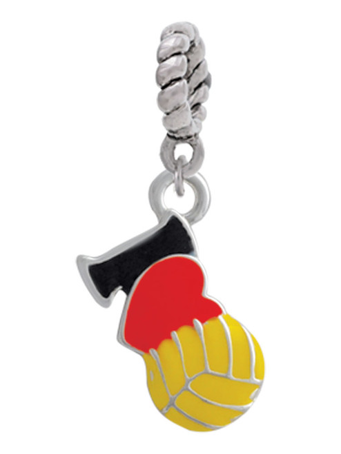 I Love Water polo - Red Heart Rope Charm Bead Dangle