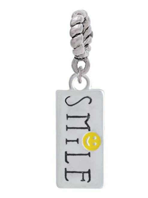 Smile with Smiley Face Rectangle Rope Charm Bead Dangle