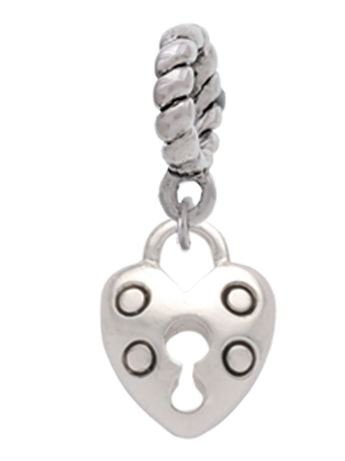 Small Heart Lock with Keyhole Rope Charm Bead Dangle