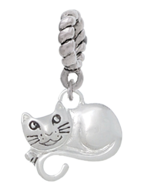 Curled Up Cat Rope Charm Bead Dangle