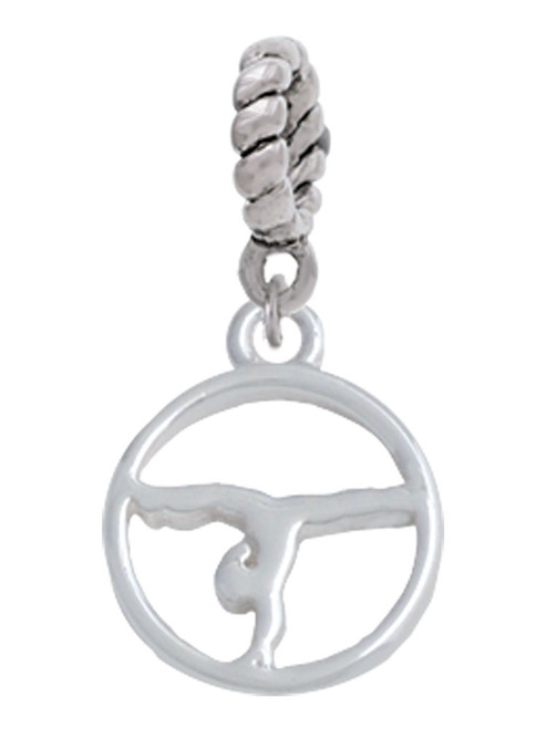 Gymnast Silhouette in 1/2'' Disc Rope Charm Bead Dangle