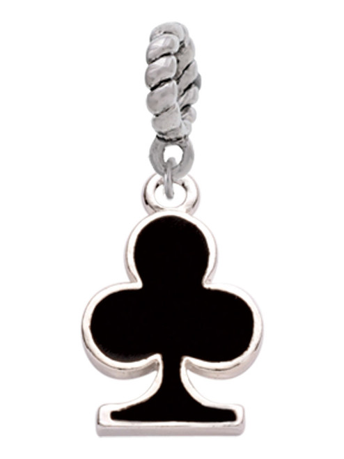 Card Suit - Black Club Rope Charm Bead Dangle