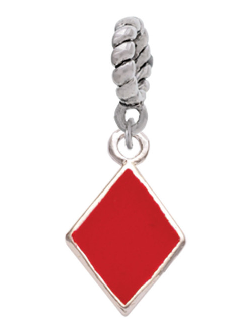 Card Suit - Red Diamond Rope Charm Bead Dangle