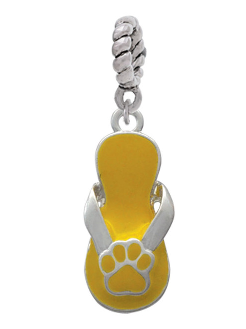 Yellow Paw Flip Flop Rope Charm Bead Dangle