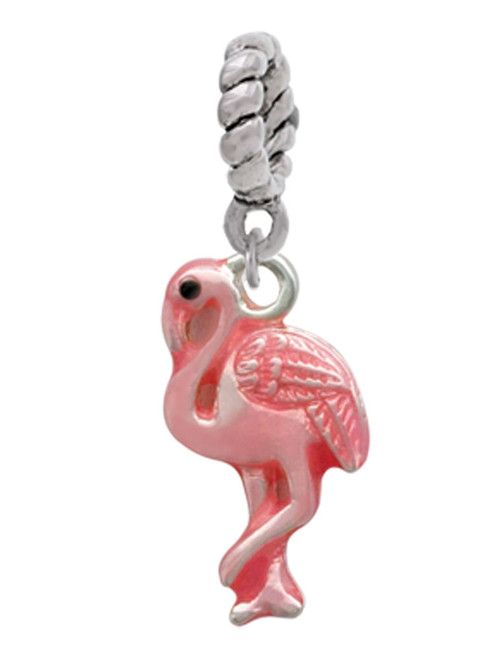 Hot Pink Flamingo Rope Charm Bead Dangle