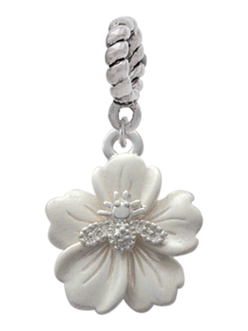Bee on White Flower Rope Charm Bead Dangle