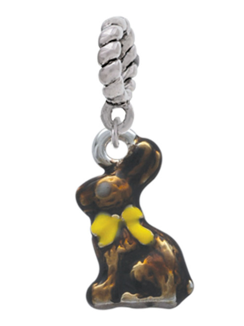 3-D Chocolate Bunny Rope Charm Bead Dangle