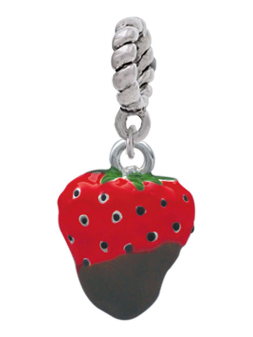 3-D Chocolate Dipped Strawberry Rope Charm Bead Dangle